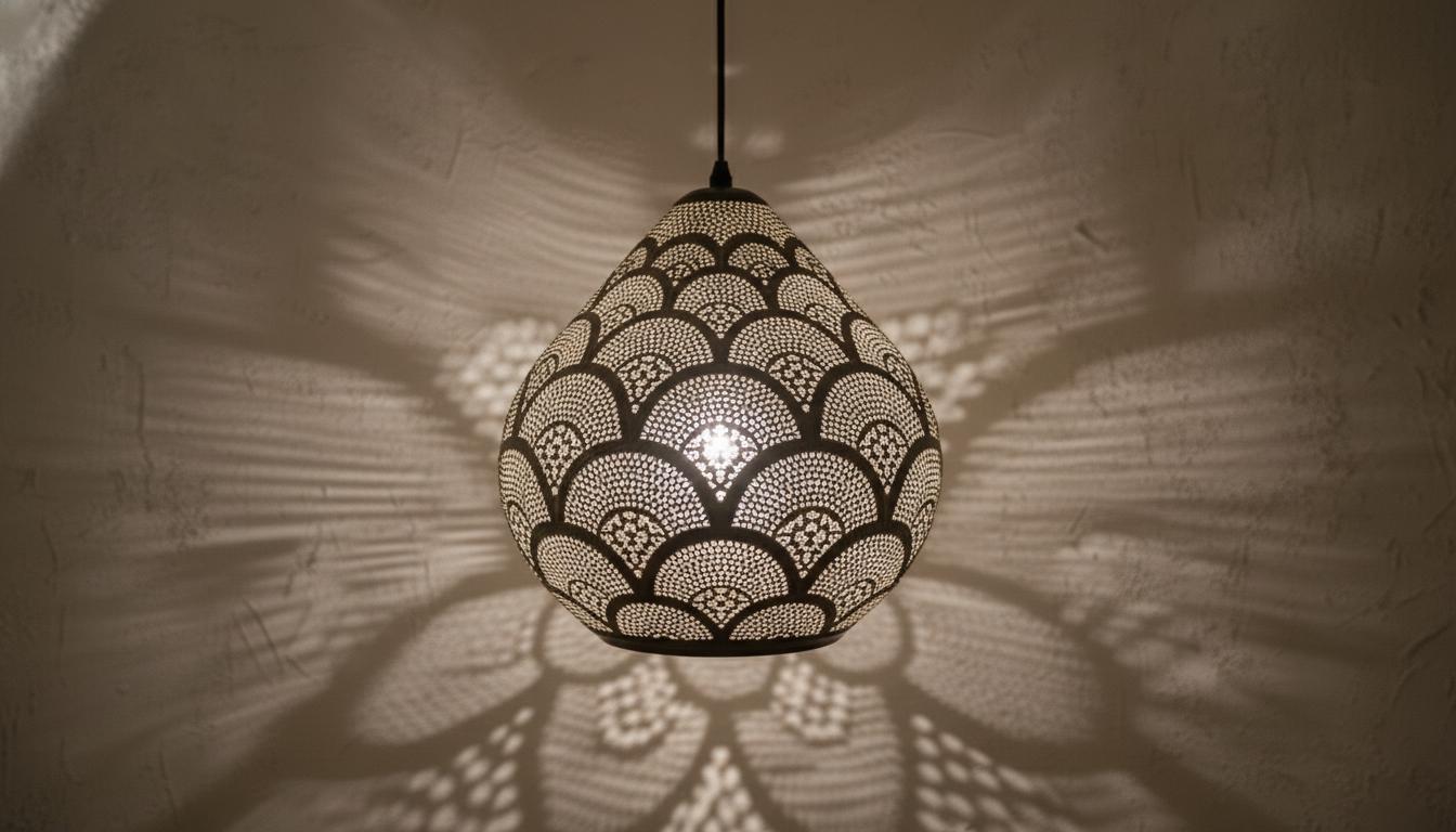 Moroccan Ceiling Fixture Light,Pendant Lighting,Simple Moroccan Pendant Lamp ,Boho Chandelier Lighting,Pierced Teardrop Boho Lamp