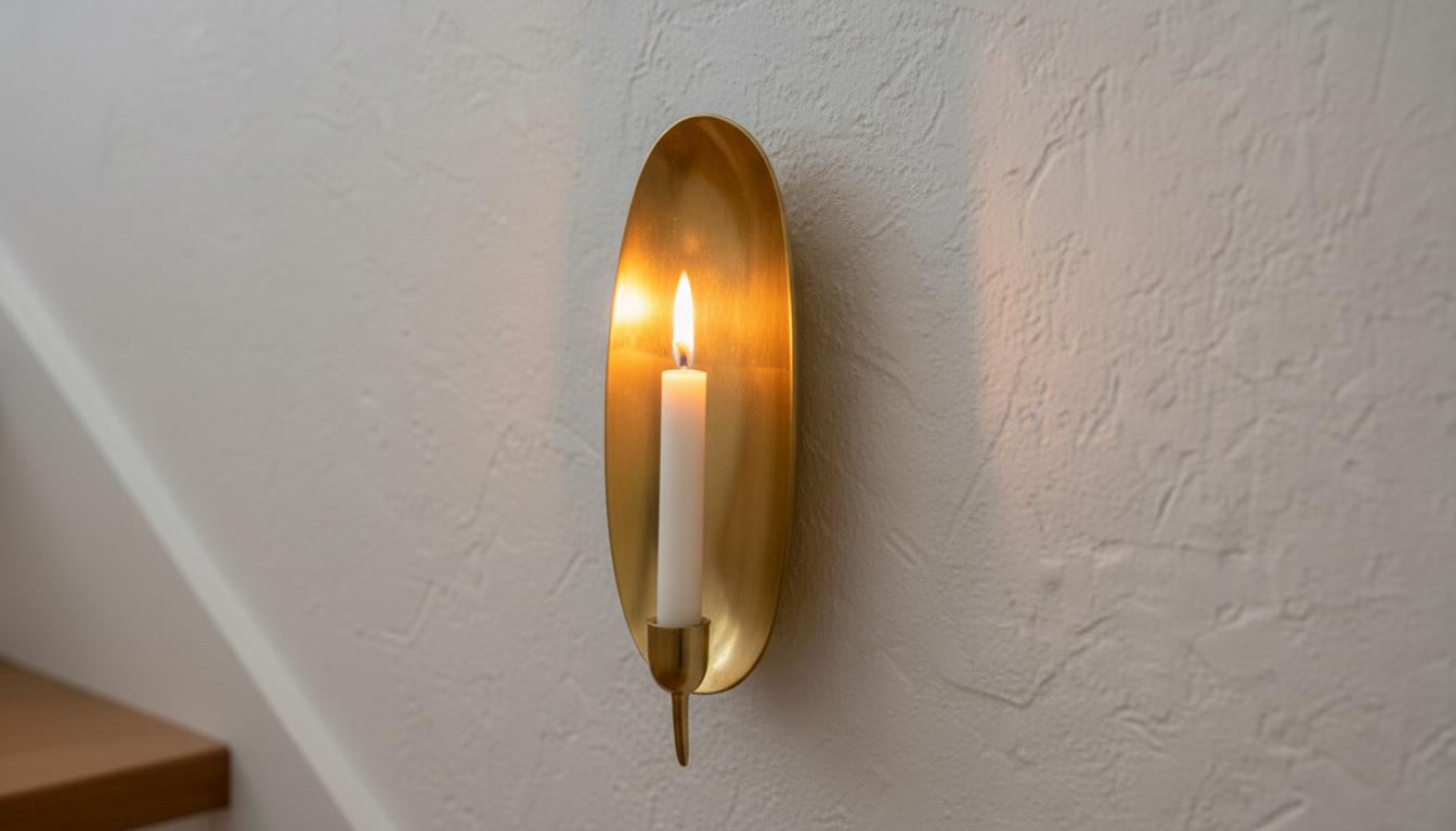 Handmade Moroccan Brass Wall Sconce: Gold Leaf Accent, Boho Lighting