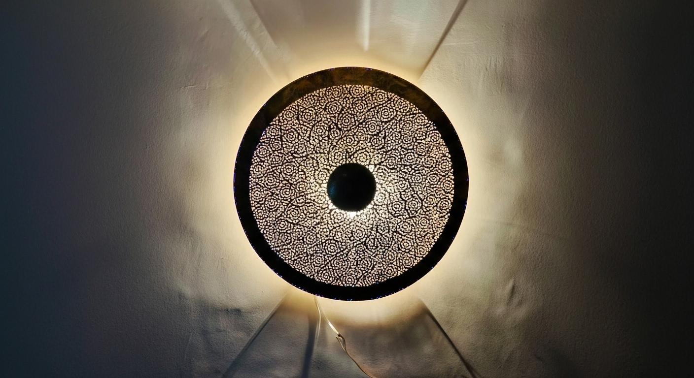 Moroccan Wall Brass Pendant Light – Handmade Moroccan Brass Wall Sconce – Vintage Shadow Wall Decor Morocco Brass lantern