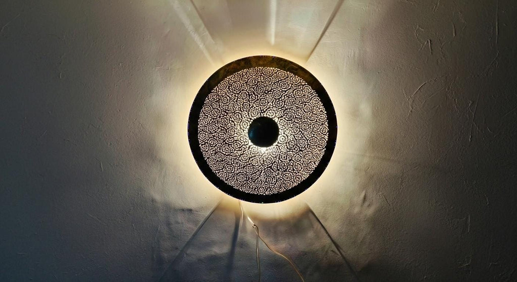Moroccan Wall Brass Pendant Light – Handmade Moroccan Brass Wall Sconce – Vintage Shadow Wall Decor Morocco Brass lantern