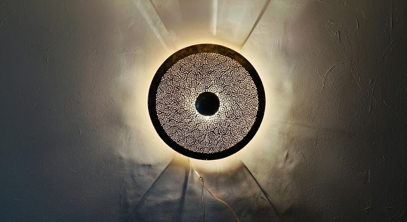Moroccan Wall Brass Pendant Light – Handmade Moroccan Brass Wall Sconce – Vintage Shadow Wall Decor Morocco Brass lantern