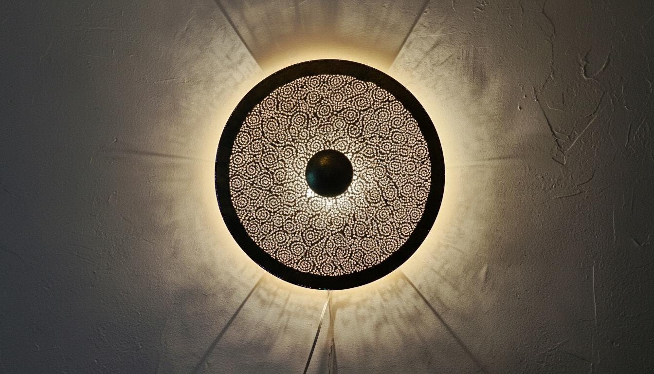 Moroccan Wall Brass Pendant Light – Handmade Moroccan Brass Wall Sconce – Vintage Shadow Wall Decor Morocco Brass lantern