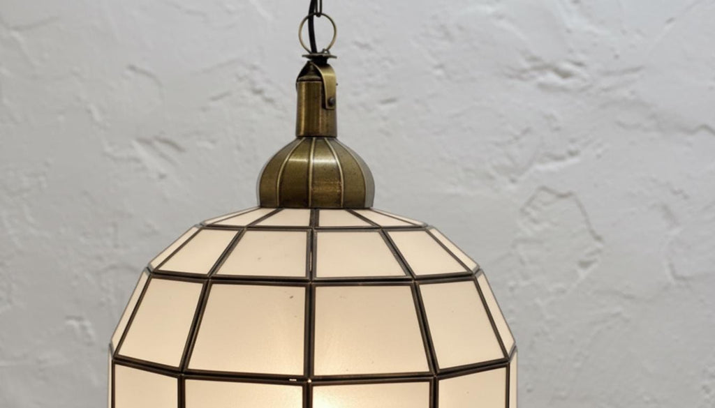 Handmade Moroccan Milk Glass Pendant Light, Glass Pendant Lamp, Handmade Boho Light Moorish Hanging Lamp | Oriental Boho Ceiling Light