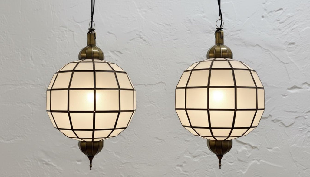 Handmade Moroccan Milk Glass Pendant Light, Glass Pendant Lamp, Handmade Boho Light Moorish Hanging Lamp | Oriental Boho Ceiling Light