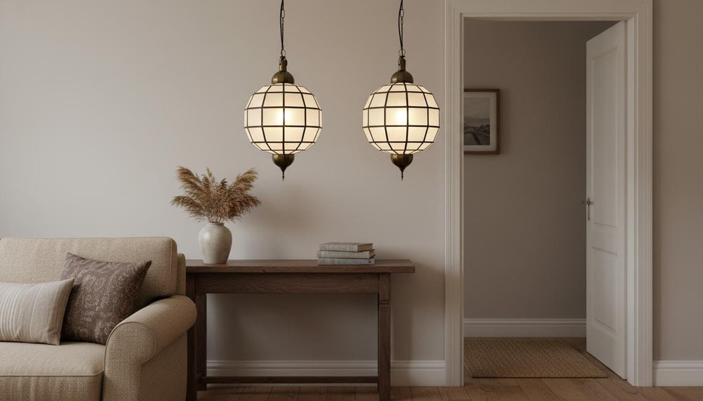 Handmade Moroccan Milk Glass Pendant Light, Glass Pendant Lamp, Handmade Boho Light Moorish Hanging Lamp | Oriental Boho Ceiling Light