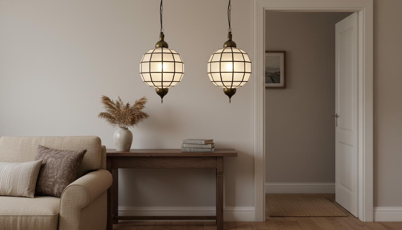 Handmade Moroccan Milk Glass Pendant Light, Glass Pendant Lamp, Handmade Boho Light Moorish Hanging Lamp | Oriental Boho Ceiling Light