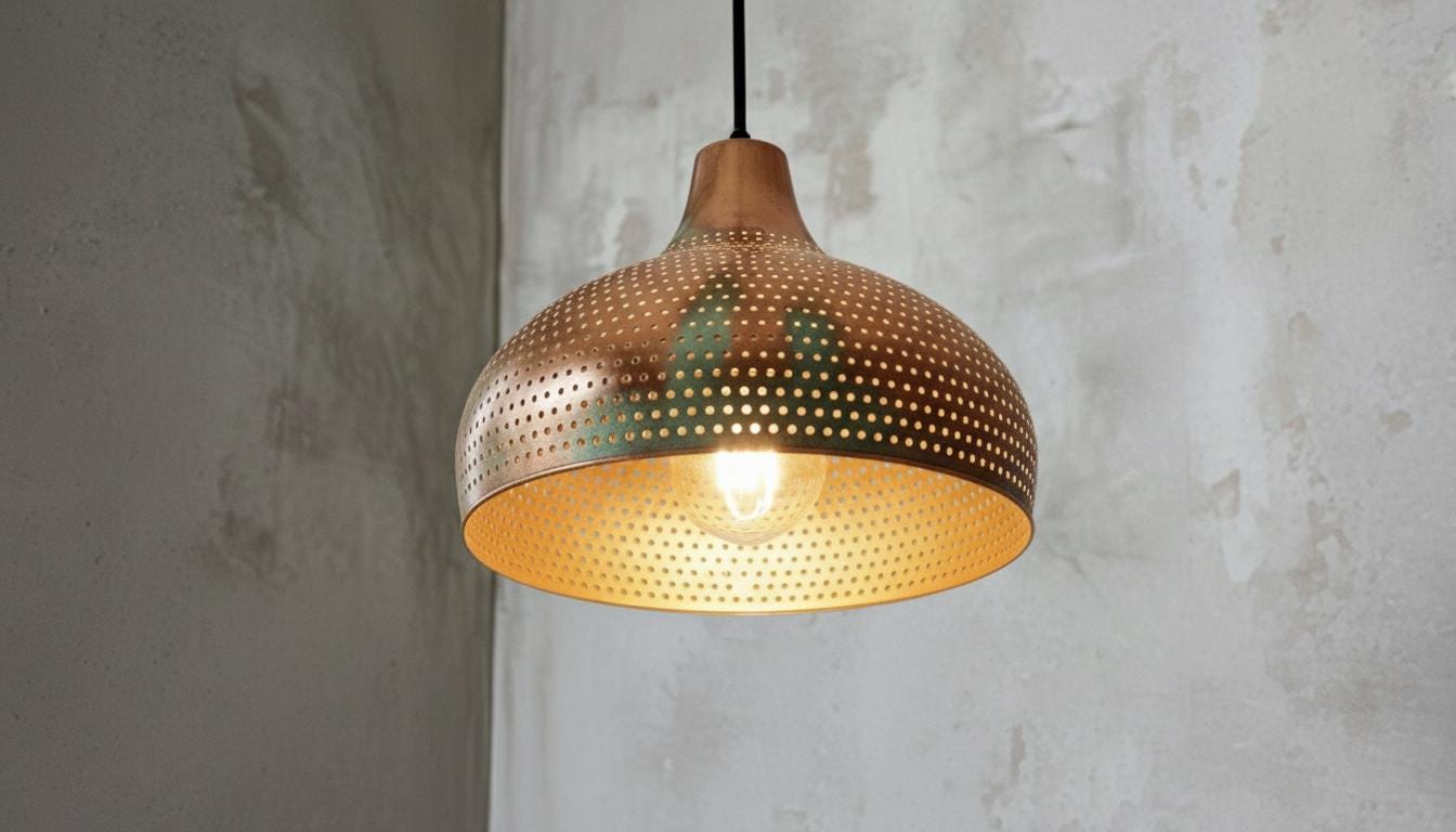 Oxidized Dome Ceiling Fixture , Perforated Moroccan Hanging Lamp ,Moroccan Verdigris Copper Pendant Light ,Farmhouse Pendant Lights