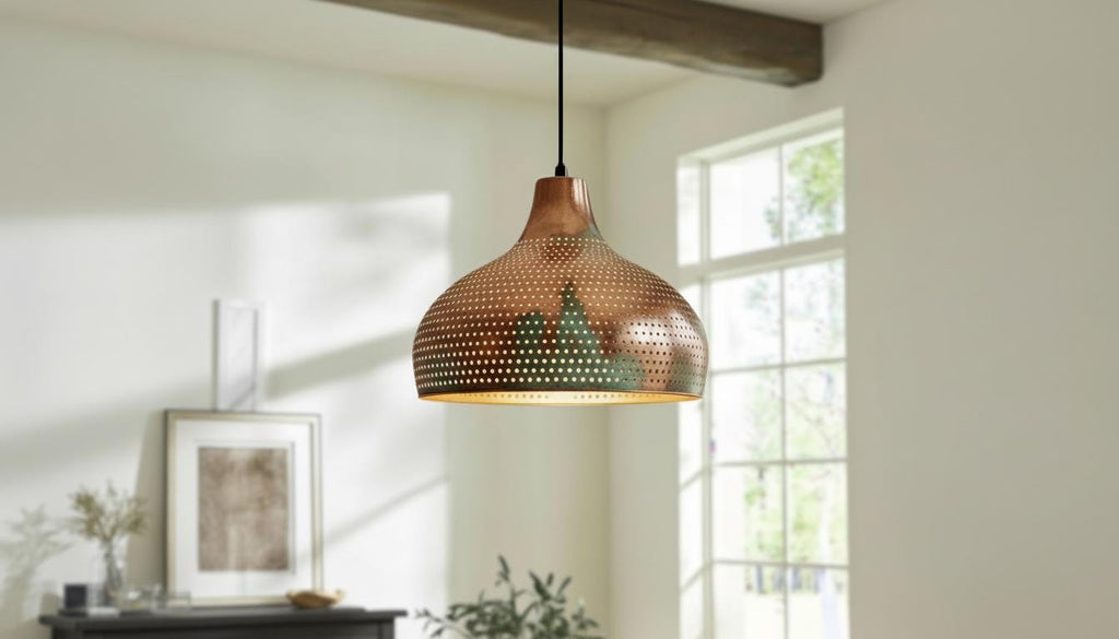 Oxidized Dome Ceiling Fixture , Perforated Moroccan Hanging Lamp ,Moroccan Verdigris Copper Pendant Light ,Farmhouse Pendant Lights