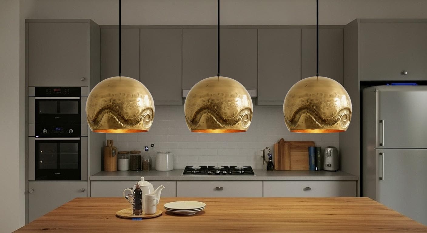 Handmade Moroccan Brass Dome Pendant – Hand Hammered Dome Lamp – Handmade Solid Brass Moroccan Ceiling Lamp, Farmhouse Lighting Fixture,
