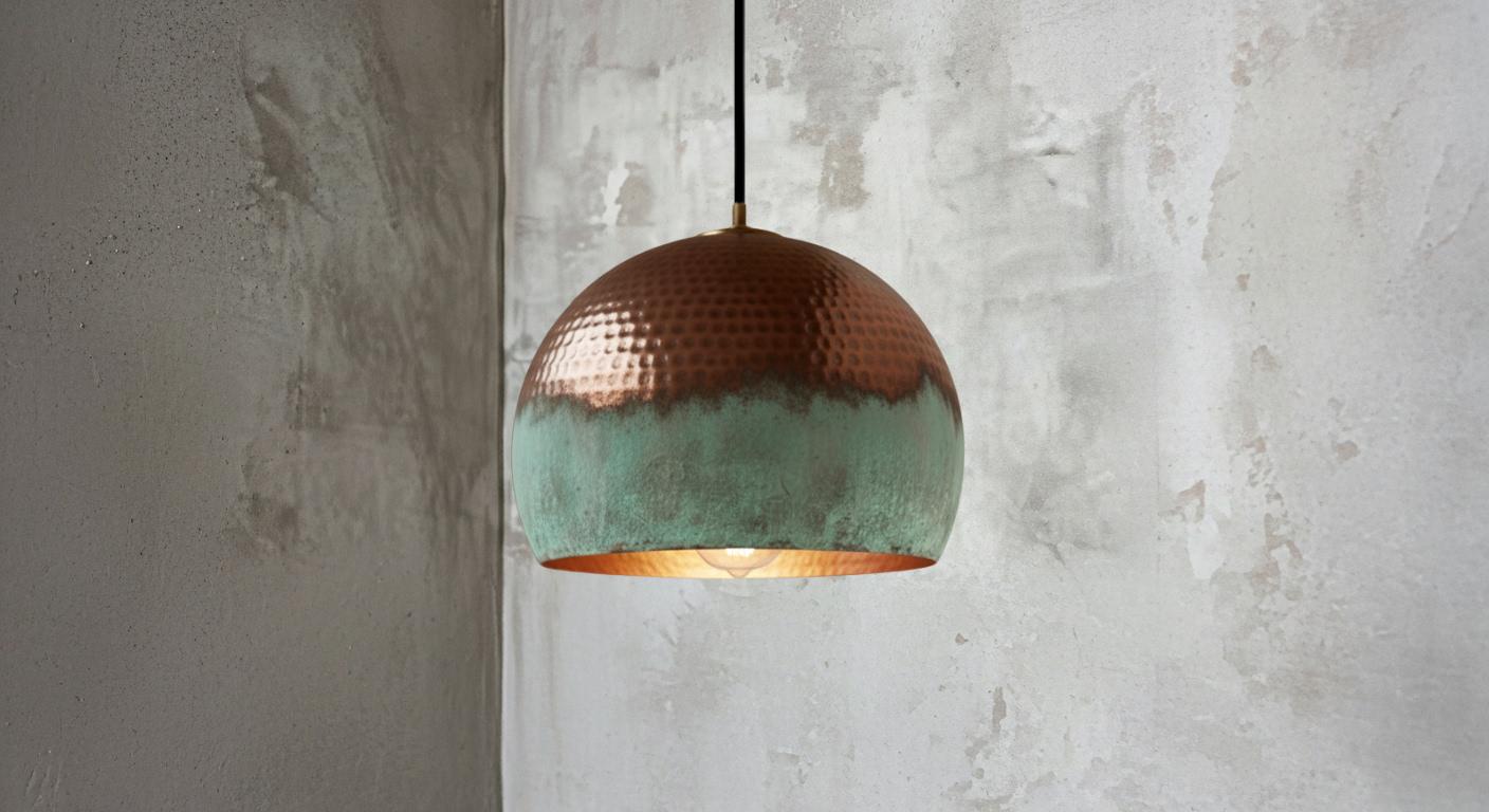 Handmade Oxidized Copper Pendant Light , Perforated Dome Ceiling Fixture ,Green Patina, Kitchen Island Lighting,Rustic chandelier,Lighting