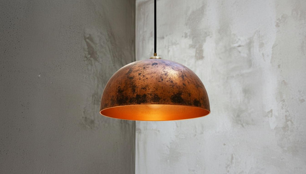 Hammered Copper Dome Pendant Light – Handcrafted Rustic Ceiling Lamp – Dome Ceiling Fixture for Rustic Farmhouse Kitchen Lighting