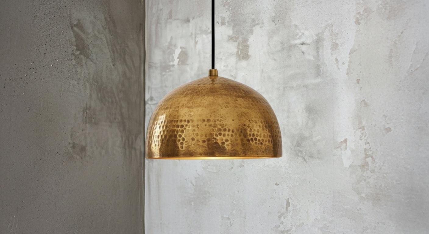 Hammered brass dome ceiling light for kitchen island, modern mid century style ,Moroccan Boho Lighting , Brass Oxide Ceiling Lamp