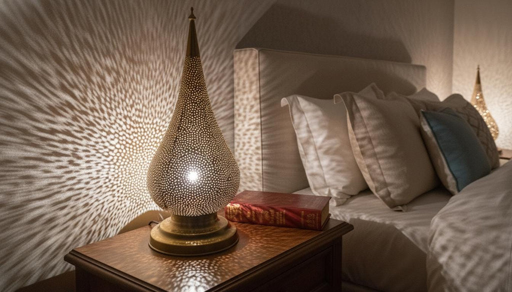 Handmade Moroccan Brass Table Lamp: Art Deco Night Light