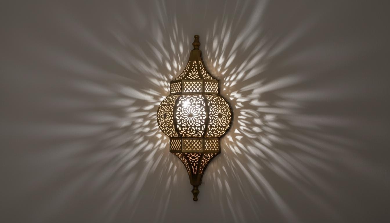 Handmade Moroccan Brass Wall Sconce Ambient Light,Arabesque Wall Light | Solid Copper Wall Scone Lamp Shade ,Moroccan Light Fixture,