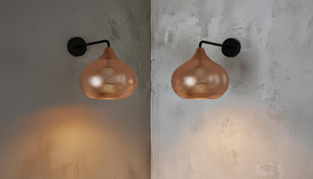 Handmade Copper Wall Light, Moroccan Perforated Sconce, Brass Wall Lamp Fixture, Boho Bedroom or Hallway Lighting