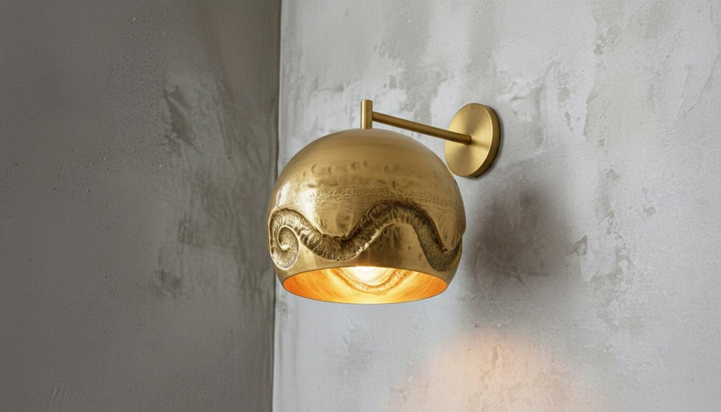 Handmade Brass Wall Light, Modern Hammered Sconce, Gold Wall Lamp Fixture, Elegant Bedroom or Hallway Lighting