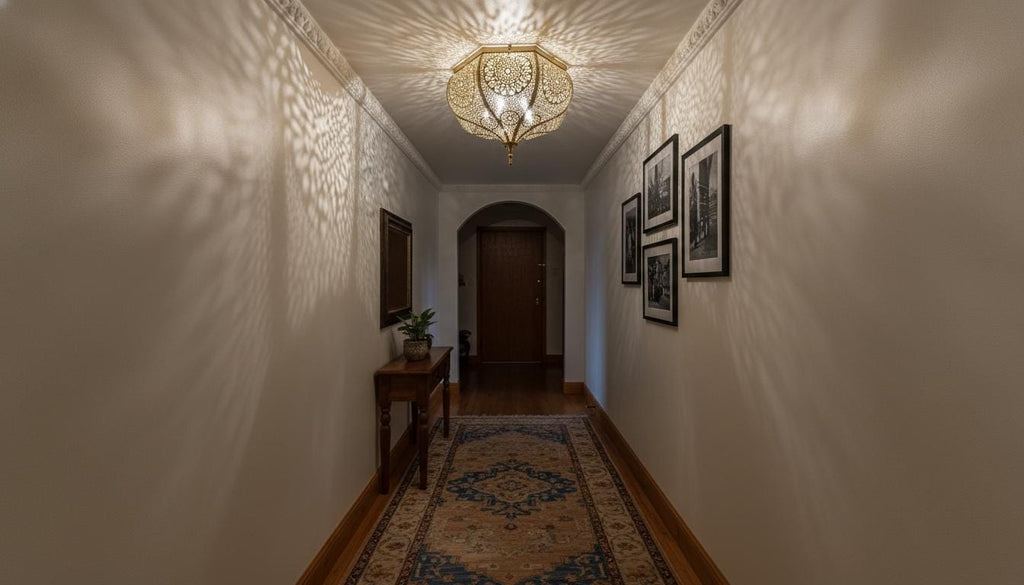 Handmade Moroccan Brass Wall Sconce – Engraved Flush Mount Light