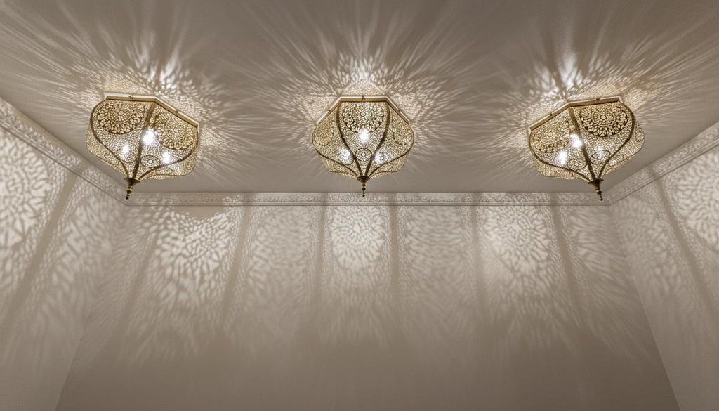 Handmade Moroccan Brass Wall Sconce – Engraved Flush Mount Light