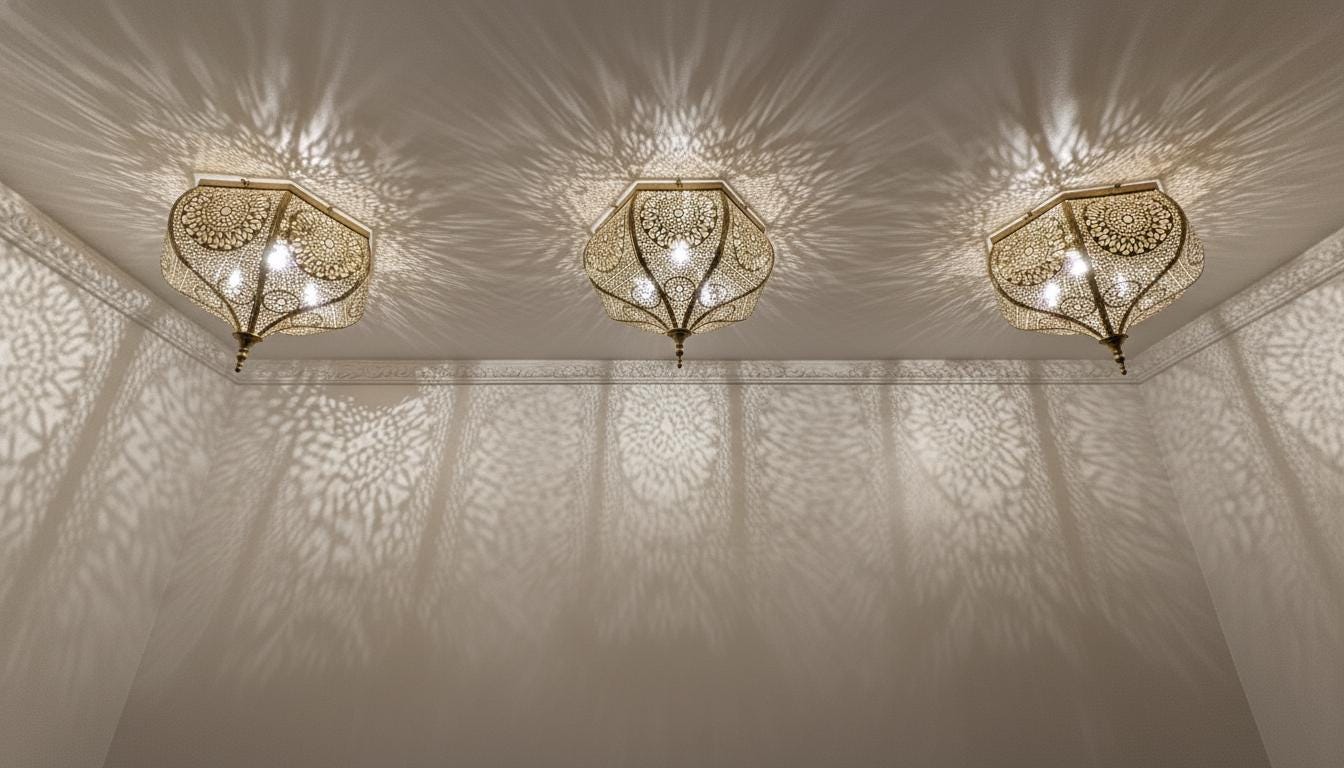 Handmade Moroccan Brass Wall Sconce – Engraved Flush Mount Light