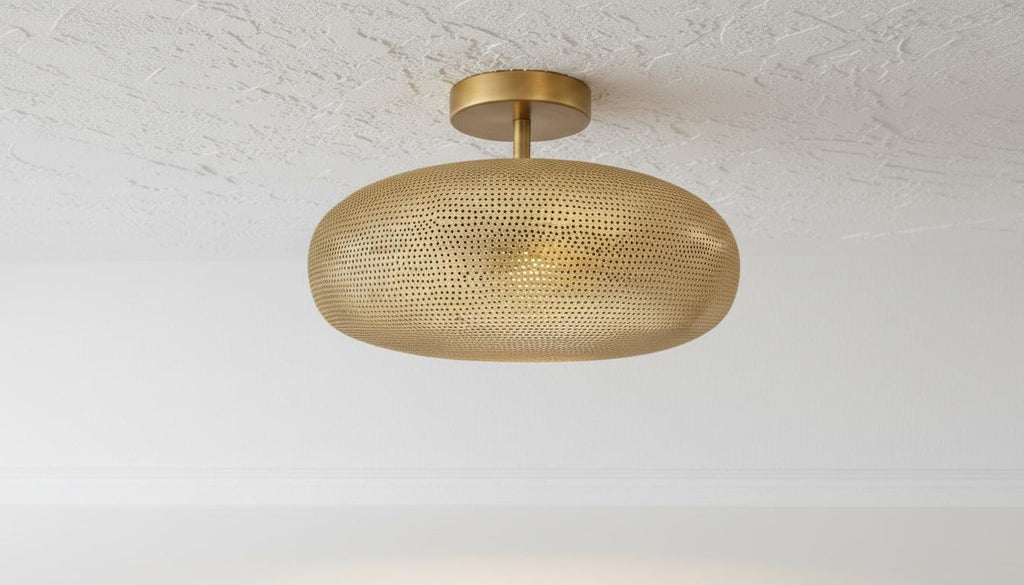 Handcrafted Moroccan Brass Pendant Light: Pierced Teardrop Boho Lamp