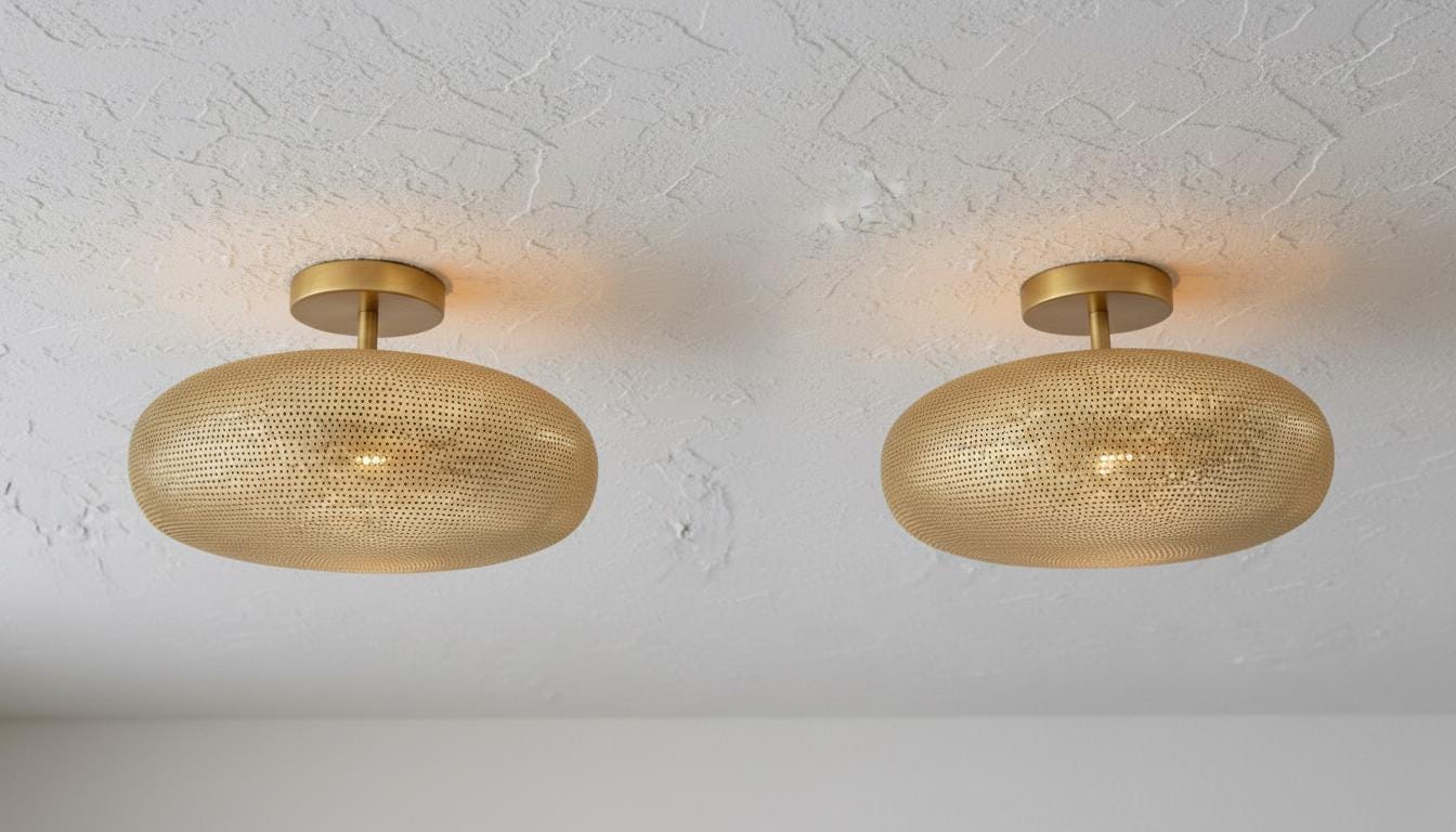 Handcrafted Moroccan Brass Pendant Light: Pierced Teardrop Boho Lamp