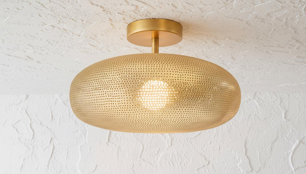 Handcrafted Moroccan Brass Pendant Light: Pierced Teardrop Boho Lamp