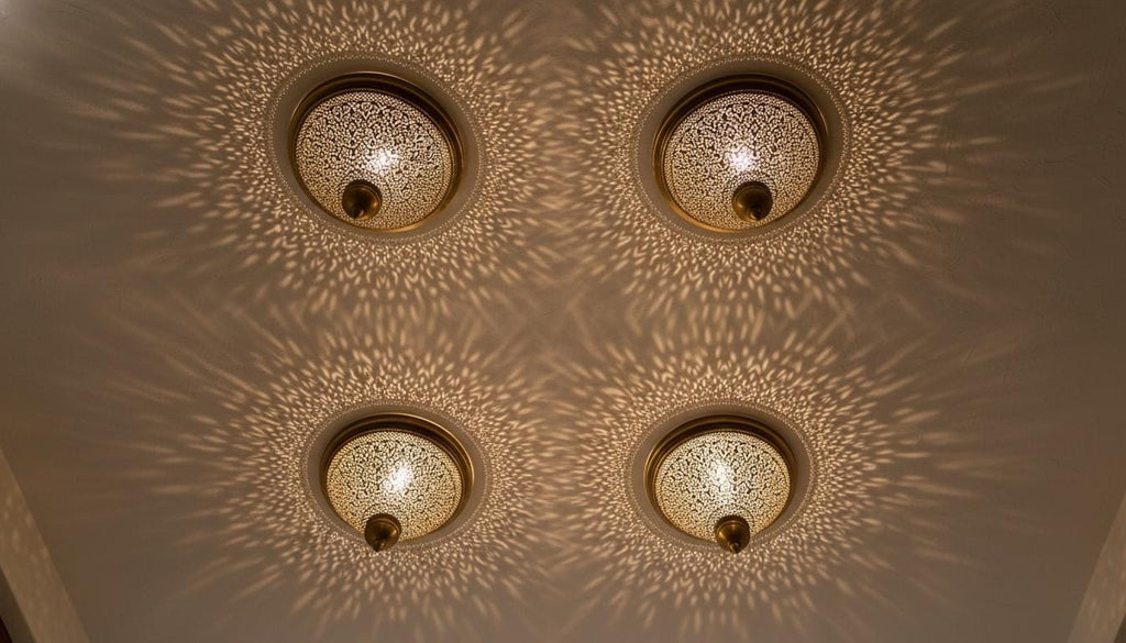 Handmade Moroccan Brass Wall Sconce –Simple Moroccan Ceiling lamps, Engraved Flush Mount Light –Handmade Light Fixtures, Moorish Wall Sconce