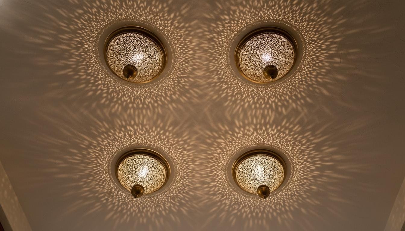 Handmade Moroccan Brass Wall Sconce –Simple Moroccan Ceiling lamps, Engraved Flush Mount Light –Handmade Light Fixtures, Moorish Wall Sconce