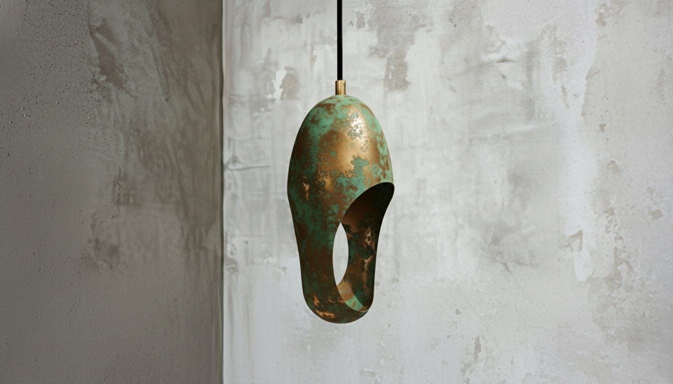 Handcrafted Copper Pendant Light, Green Patina Dome, Moroccan Style, Handcrafted Cutout Dome Light Fixture for Modern Rustic Kitchen Decor