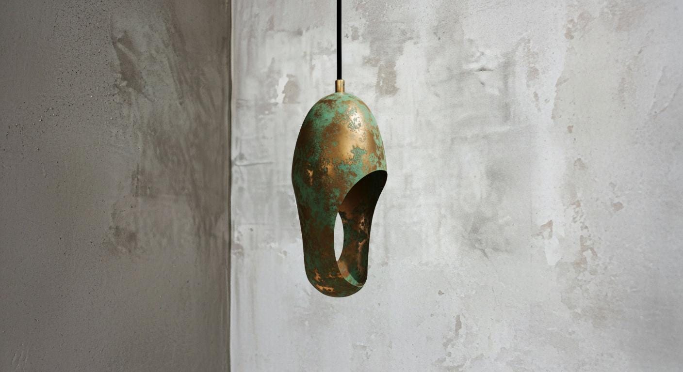 Handcrafted Copper Pendant Light, Green Patina Dome, Moroccan Style, Handcrafted Cutout Dome Light Fixture for Modern Rustic Kitchen Decor