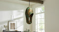 Handcrafted Copper Pendant Light, Green Patina Dome, Moroccan Style, Handcrafted Cutout Dome Light Fixture for Modern Rustic Kitchen Decor