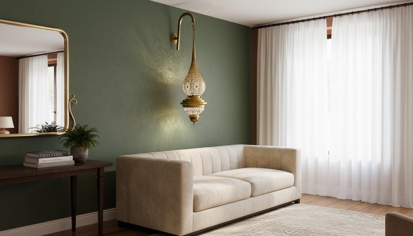 Handmade Moroccan Brass Wall Sconce | Tear Drop Filigree Light Fixture | Moroccan Brass Pendant Light | Gold Shadow Light for Living Room or Hallway