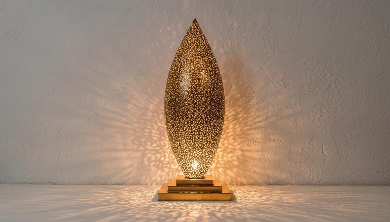 Handmade Moroccan Floor Lamp – Brass Pierced Light – Elegant Teardrop Shape – Handmade Moroccan Lighting – Boho Decor Light Fixture