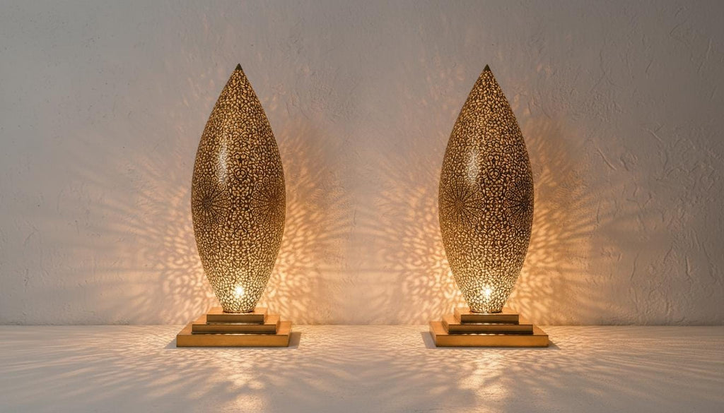 Handmade Moroccan Floor Lamp – Brass Pierced Light – Elegant Teardrop Shape – Handmade Moroccan Lighting – Boho Decor Light Fixture