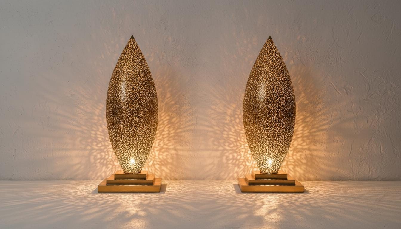 Handmade Moroccan Floor Lamp – Brass Pierced Light – Elegant Teardrop Shape – Handmade Moroccan Lighting – Boho Decor Light Fixture