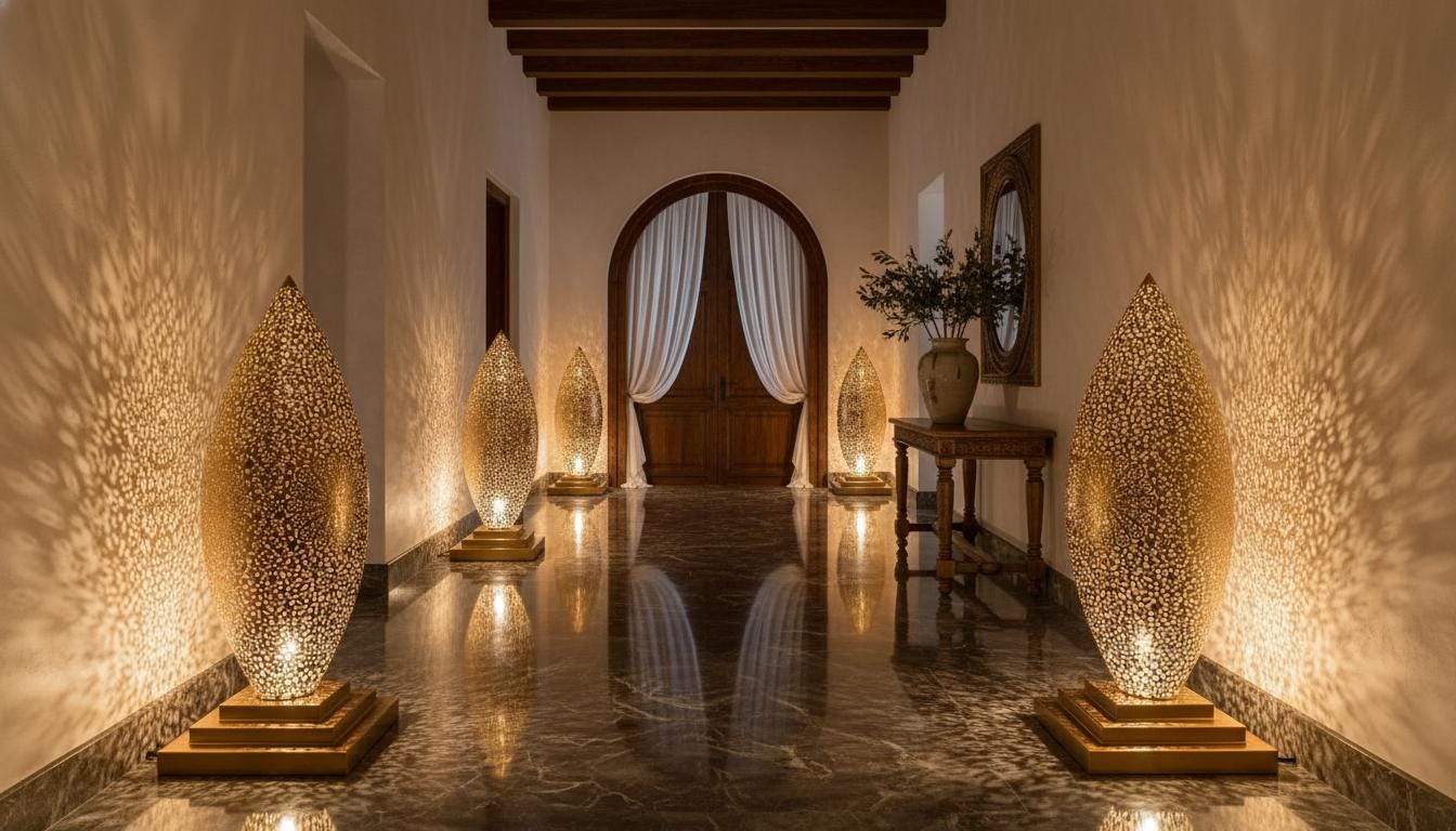 Handmade Moroccan Floor Lamp – Brass Pierced Light – Elegant Teardrop Shape – Handmade Moroccan Lighting – Boho Decor Light Fixture