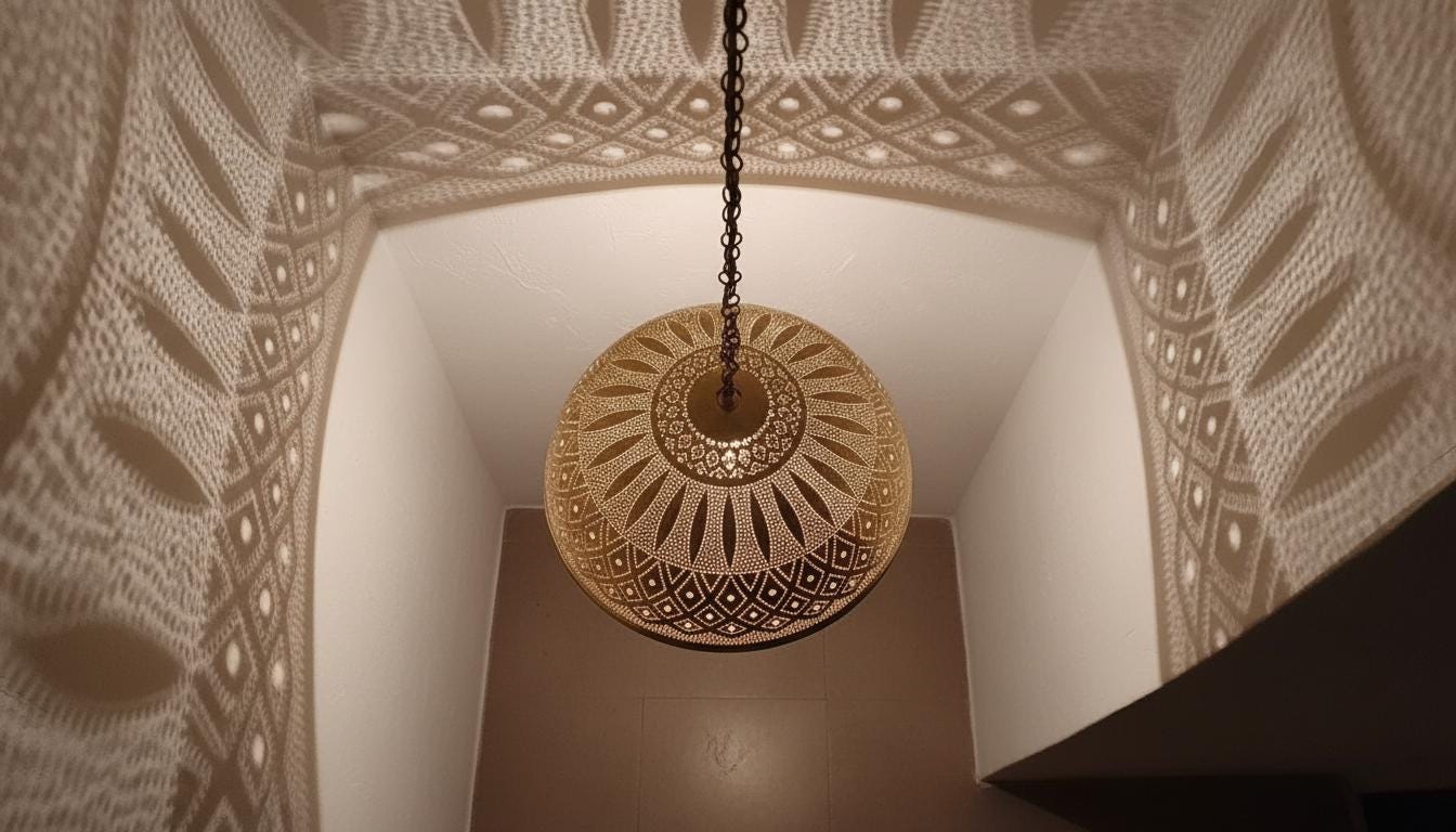Handmade Hammered Brass Moroccan Pendant Light, Home Decor