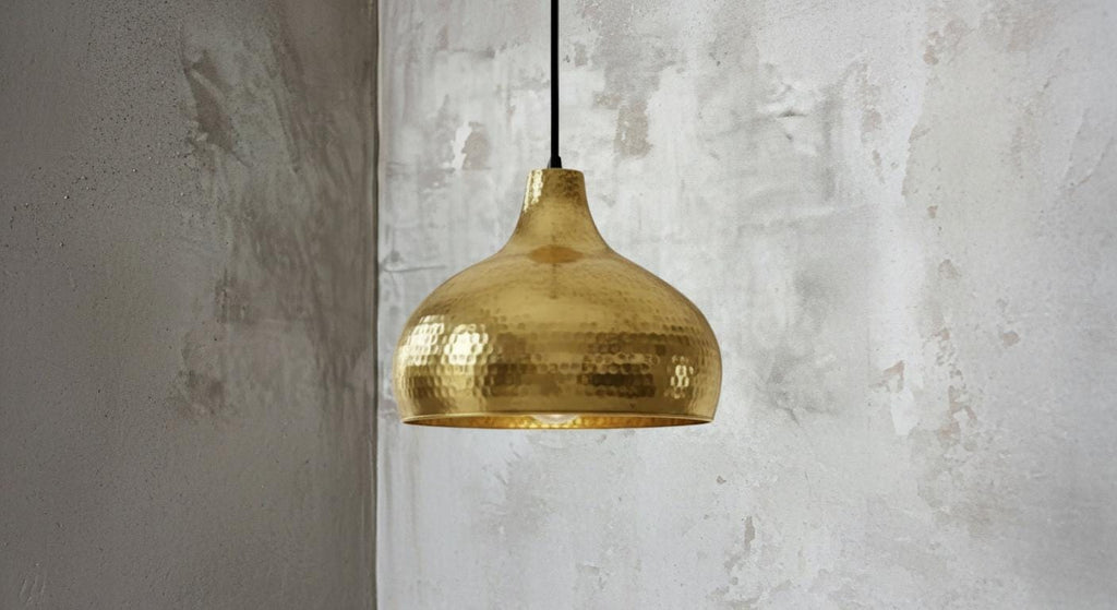 Handmade Copper Dome Pendant Lamp, Moroccan Industrial Lighting