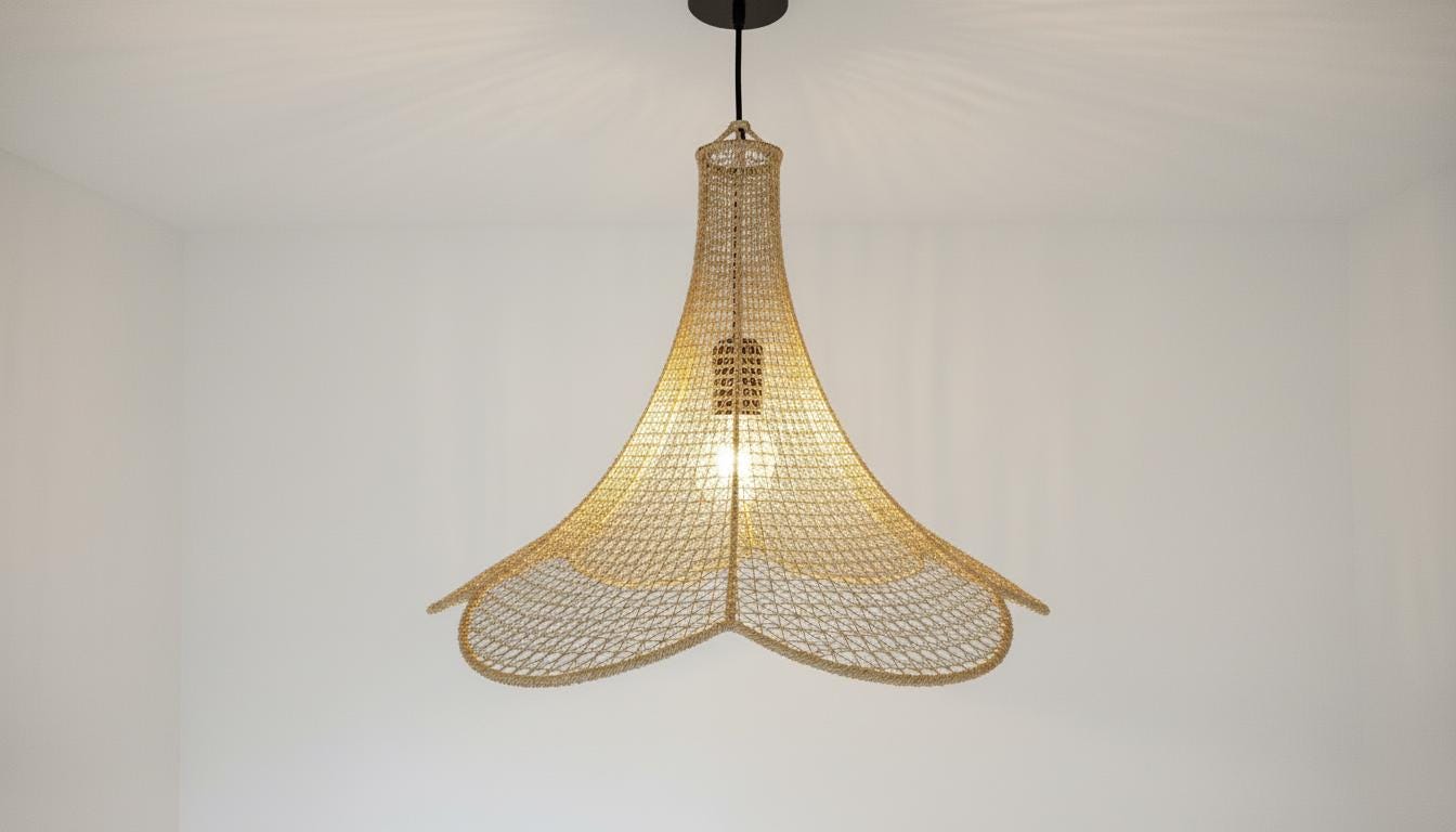 Handwoven Raffia Pendant Light– Handmade Raffia Pendant Light –Woven Boho Ceiling Lamp – Moroccan Boho Lamp Shade –Suspension in raffia