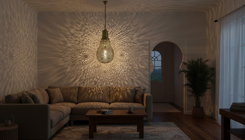 Moroccan Brass Pendant Light, Handmade Home Decor Lighting
