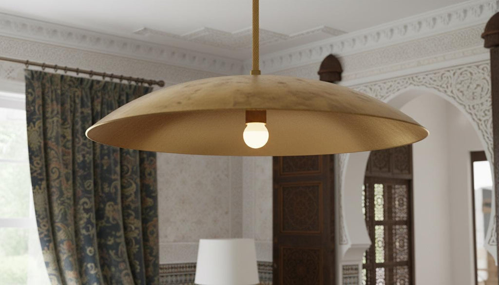 Handmade Hammered Brass Pendant Light: Gold Leaf Moroccan Dome