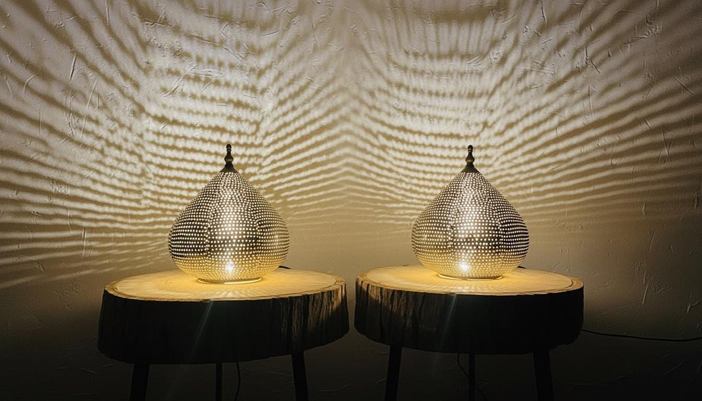 Moroccan Table Lamp, Handmade Brass, Art Deco Night Light