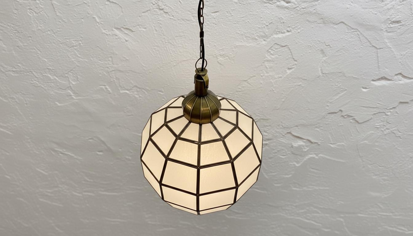 Handmade Moroccan Milk Glass Pendant Light, Glass Pendant Lamp, Handmade Boho Light Moorish Hanging Lamp | Oriental Boho Ceiling Light