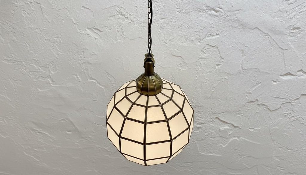 Handmade Moroccan Milk Glass Pendant Light, Glass Pendant Lamp, Handmade Boho Light Moorish Hanging Lamp | Oriental Boho Ceiling Light
