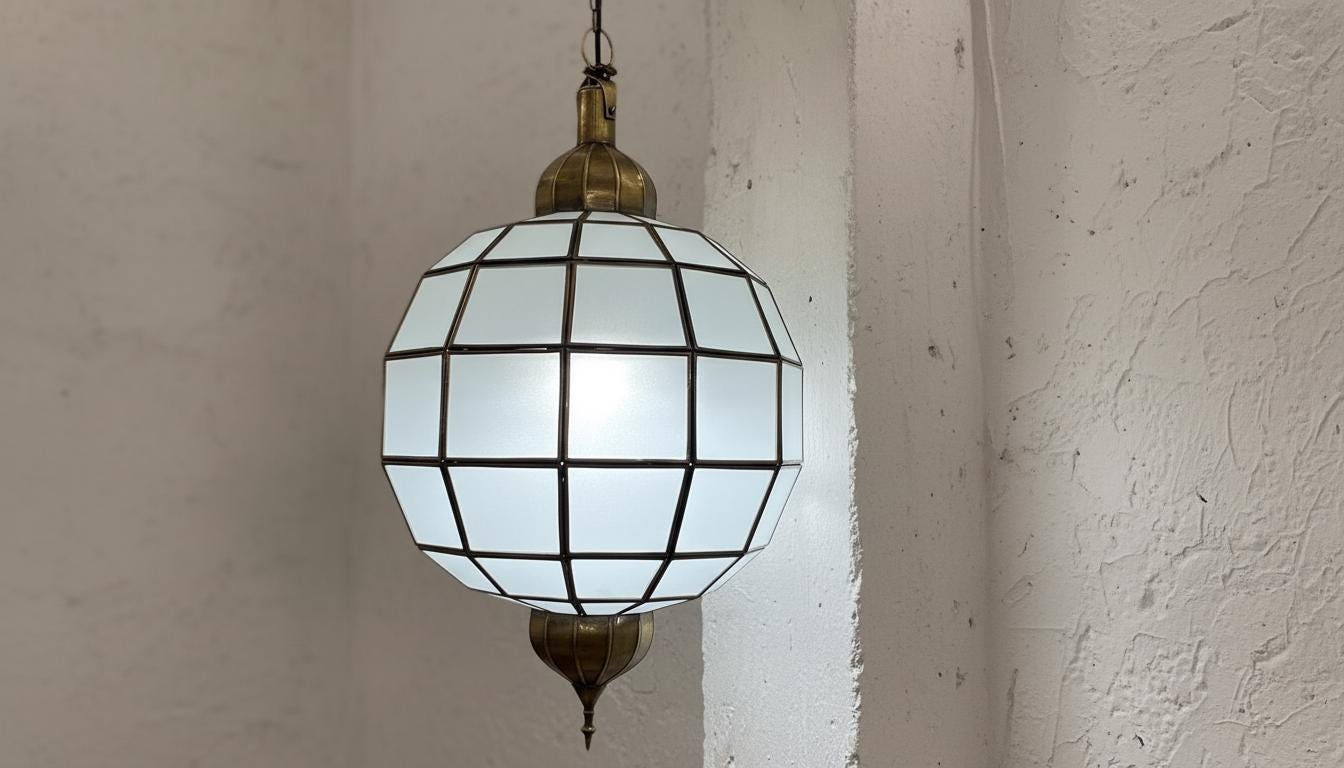 Handmade Moroccan Milk Glass Pendant Light, Glass Pendant Lamp, Handmade Boho Light Moorish Hanging Lamp | Oriental Boho Ceiling Light