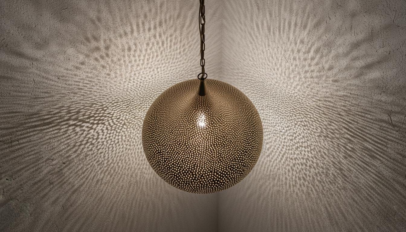 Handcrafted Moroccan Brass Pendant Light ,Pendant Lighting,Simple Moroccan Pendant Lamp ,Boho Chandelier Lighting,Pierced Teardrop Boho Lamp