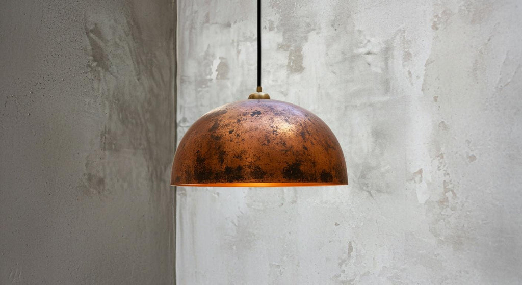 Hammered Copper Dome Pendant Light – Handcrafted Rustic Ceiling Lamp – Dome Ceiling Fixture for Rustic Farmhouse Kitchen Lighting