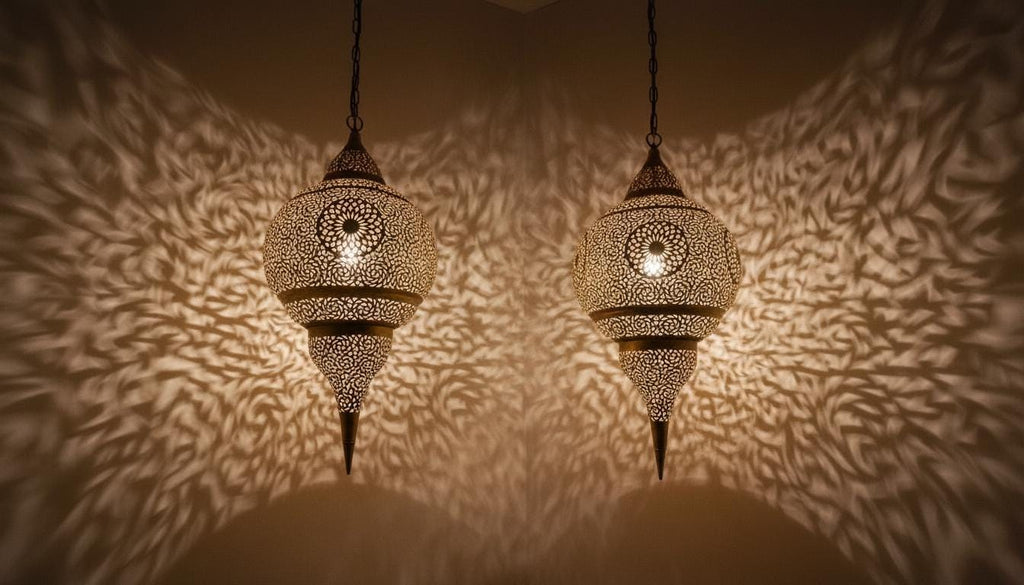 Handmade Moroccan Brass Pendant Light , Simple Boho Hanging Lamp for Living Room, Moroccan Ceiling Lamp, Entryway and Home Decor