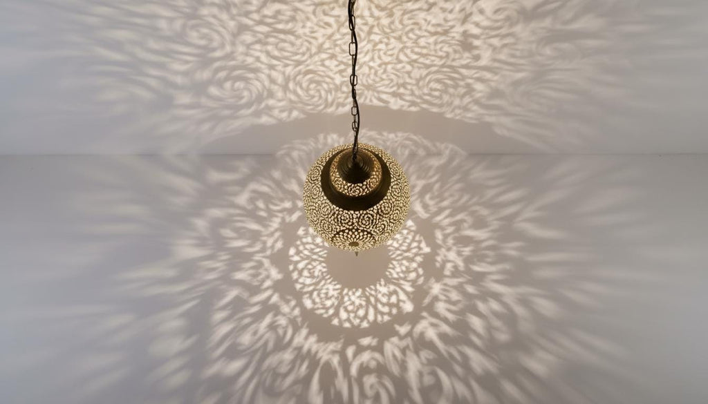 Handmade Moroccan Brass Pendant Light , Simple Boho Hanging Lamp for Living Room, Moroccan Ceiling Lamp, Entryway and Home Decor