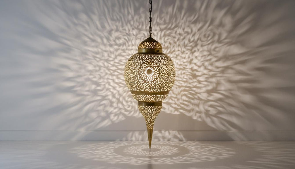 Handmade Moroccan Brass Pendant Light , Simple Boho Hanging Lamp for Living Room, Moroccan Ceiling Lamp, Entryway and Home Decor